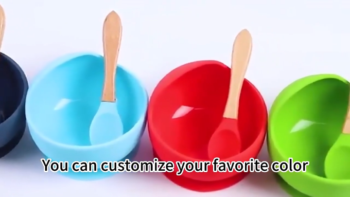 2 Pcs/Set Children's Silicone Bowl Spoon Baby Suction Cup Bowl for Kids Toddlers BPA Free Drop-proof Feeding Tableware with Spoon