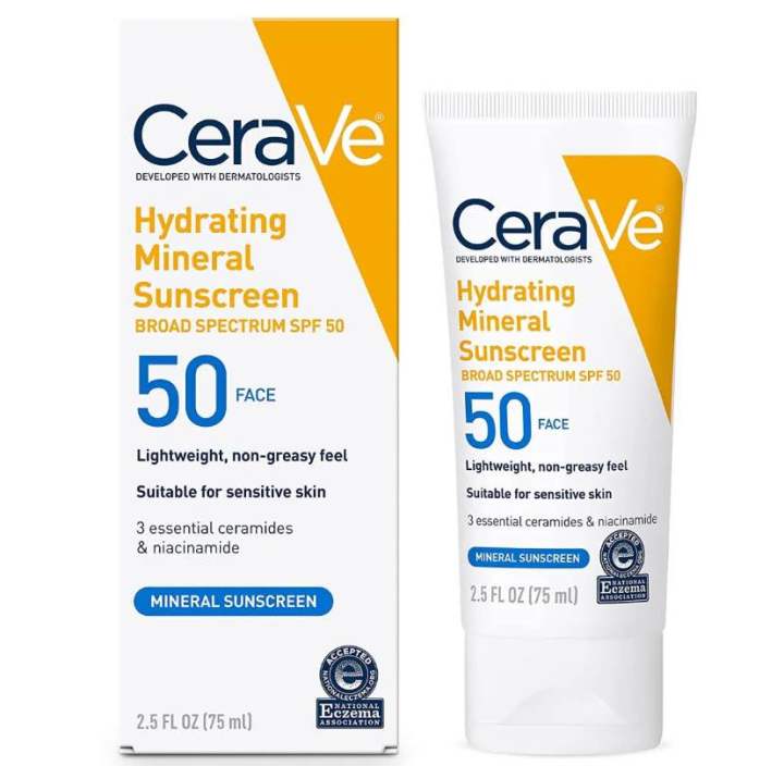 CeraVe Hydrating Mineral Face Sunscreen Broad Spectrum SPF 50 (75g)