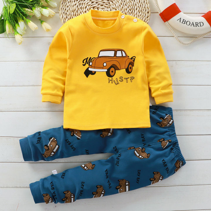Autumn Sleepwear Pajamas For Girls Boys Long Sleeve Tops+Pants Suits