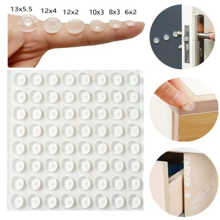 100pcs Self Adhesive Silicone Furniture Pads Tables Door Stopper Cabinet Bumpers Rubber Damper Buffer Cushion Protective Pad
