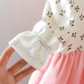 Kid Girl Long Sleeve Dress Floral Lovely Bear Corduroy Strap Style Dress Fashion Cute Photograph Outfit for Child Girl 1-6 Years. 