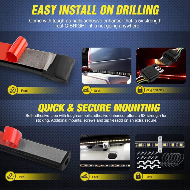 3PCS%2060%20Inch%20Truck%20Bed%20Light%20Strip%20Bundle%20with%20Tailgate%20Bar%2060"%20Triple%20Row%20504%20LED%20Strip%204%20Way%20Flat%20Trailer%20Y-Splitter%20Extension%20Harness%20for%20Cargo%20Pickup%20Truck%20SUV%20RV%20Boat,%20-%20Image%202