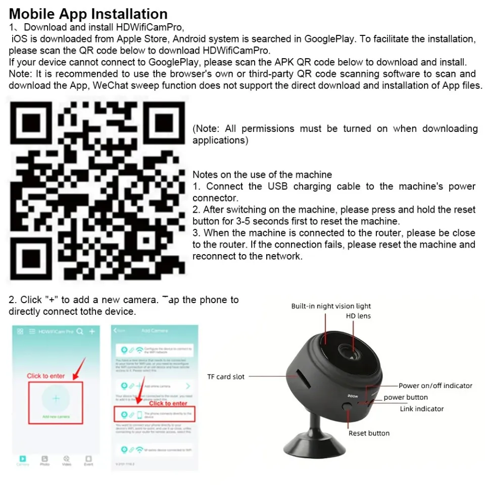 A9 Mini Camera HD 720P Intelligent Home Security IP WiFi Camera