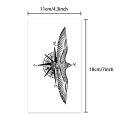 Long-lasting waterproof tattoo sticker non-reflective temporary tattoo eagle compass pattern fake tattoo on back of arm. 