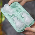 3D Cute Cat Ice Cube Molds 4 Holes Silicone Ice Cube Tray Animal Shape Ice Mold Ice Ball Maker Kitchen Bar Ice Cube Mold Tool.