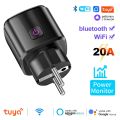 Tuya Smart EU Plug WiFi+Bluetooth 20A Socket With Power Monitoring Timer Child Lock Outlet  Home Alice SmartThings Alexa. 