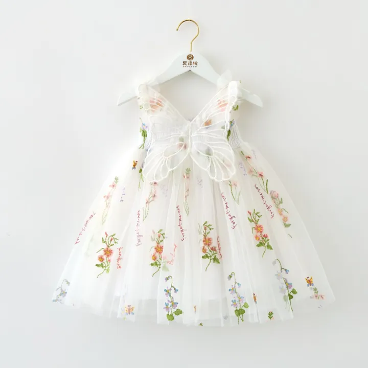 Kids%20Princess%20Dress%20Mesh%20Sling%20Bridesmaid%20Dress%20Puff%20Skirt%20with%203D%20Wings%20Fairy%20Stylish%20Gown%20-%20Image%202