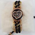 Bracelet Watch Black Heart Shape For Girls. 