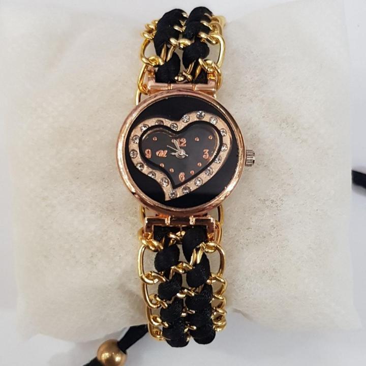 Bracelet Watch Black Heart Shape For Girls