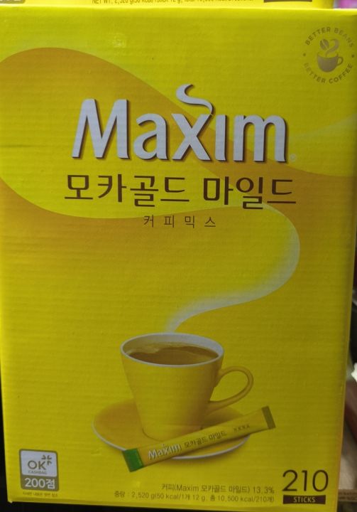 Maxim Mocha Gold Mild Coffee 3 in 1 Coffee Mix (Pack of 40/50/100/210 Stick Loose Package)