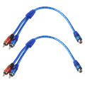 2Pcs Set RCA Audio Cable "Y" Splitter Adapter Computer 1 Female To 2 Males Cord 12 Inch Cables For Home Audio. 