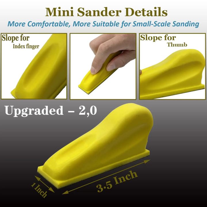 3.5”x 1” Mini Sandpaper Kit with Hook and Loop Sanding Block 71 Pcs ...