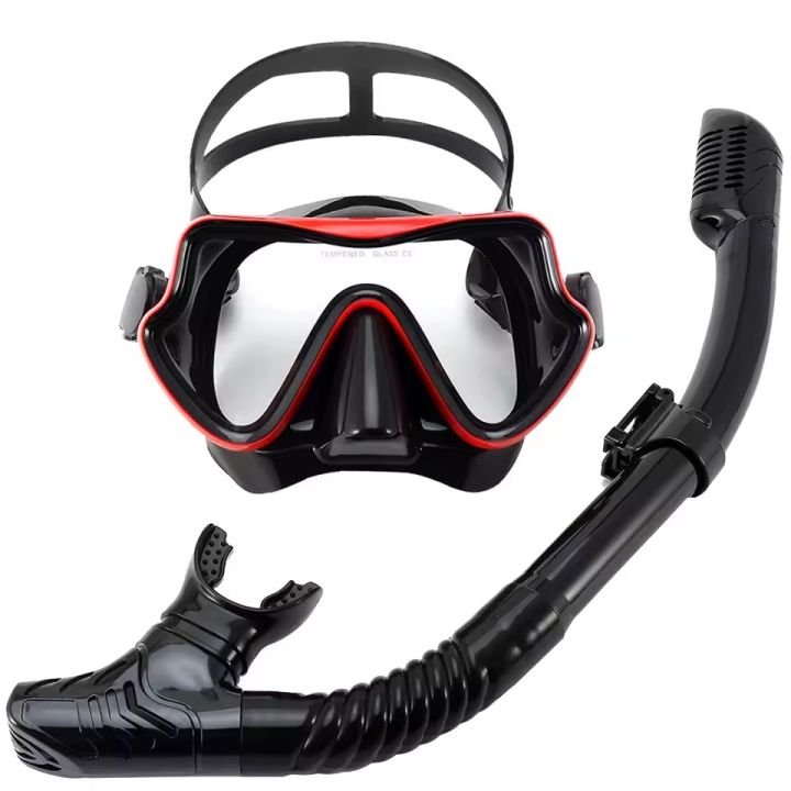 Diving Mask Snorkel Set For Adults Tempered Glass Scuba Professional ...
