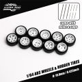 1/64 Model Car White Wheels with Fixed  Tires Comes with Rivets for Diecast Model Refitting Parts for 4pcs 1set. 