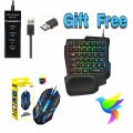 RGB one hand gaming keyboard rgb mouse And hub with free OTG gaming combo pack.