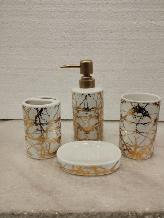 4%20Piece%20Bathroom%20Accessories%20Set%20-%20with%20Soap%20or%20Lotion%20Dispenser,%20Toothbrush%20Holder,%20Tumbler%20and%20Soap%20Dish%20-%20Glossy%20Finish%20-%20Matt%20Finish-%20Porcelain%20(Black,%20White,%20Brown)%20-%20Image%204