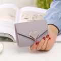 New Short Women Wallets Kpop Heart-Shaped Cute Small Women's Wallet High Quality PU Leather Slim Simple Female Purse. 