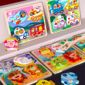 Wooden Baby Toys Montessori Toys 3D Puzzles Early Education Learning Cartoon Animal Jigsaw Puzzles Intellectual Cognitive Games. 