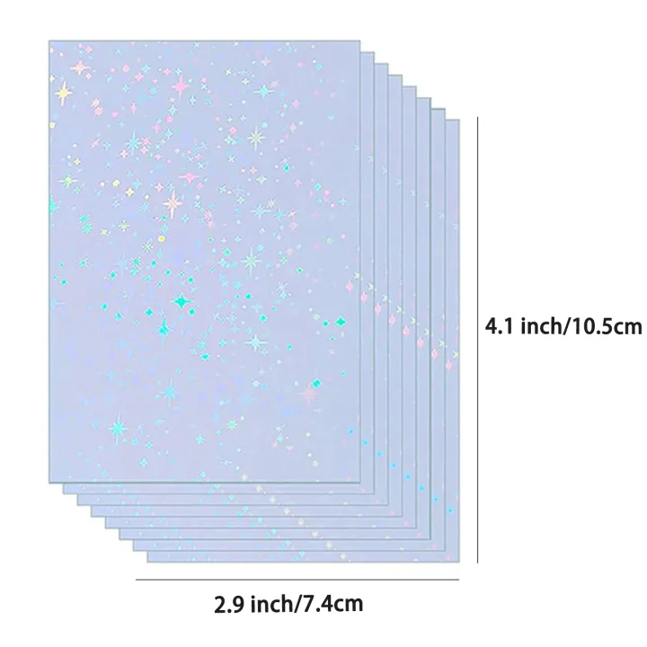 50%20Sheets%20Star%20Pattern%20Size:%202.9X%204.1%20Inch%20Holographic%20Sticker%20Paper%20Glitter%20Clear%20Holographic%20Overlay%20Cold%20Laminating%20Film%20-%20Image%202