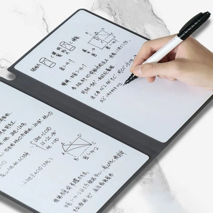 1 Pcs Reusable Whiteboard Notebook Set With Whiteboard Pen Erasing Cloth Leather Memo Pad Weekly Planner Portable Stylish Office