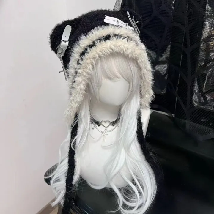 Women%E2%80%99s%20Gothic%20Harajuku%20Punk%20Lolita%20Y2K%20Spicy%20Girls%20Original%20Subculture%20Bear%20Hat%20Cute%20Little%20Bone%20Cross%20Star%20Wings%20Wool%20Hats%20-%20Image%203