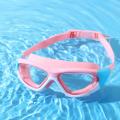 Children's High-definition Waterproof And Anti Fog Swimming Large Frame Glasses, Convenient Goggles Silicone Connected Earplugs. 