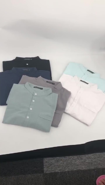 Men's Plus Size Kurta T-Shirt Linen Short Sleeve Plain Shirt Casual Muslimah Raya Shirts Tops Baju Kemeja Lelaki Berkolar