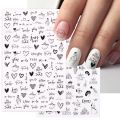 2pcs Heart Love Design 3D Nail Art Stickers English Letter Cool Girl Face Sliders Valentine Day Manicure. 