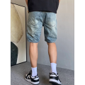 Men's Summer American High Street Denim Shorts Slim Fit 5-Point Casual Mid Pants Fashion Y1Y2 Style Cross-Border Hot Sale.