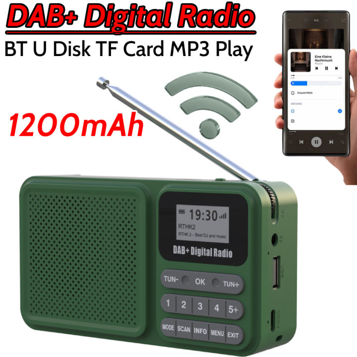DAB+ Digital Radio Bluetooth Supports U Disk TF Card MP3 Play Wireless ...