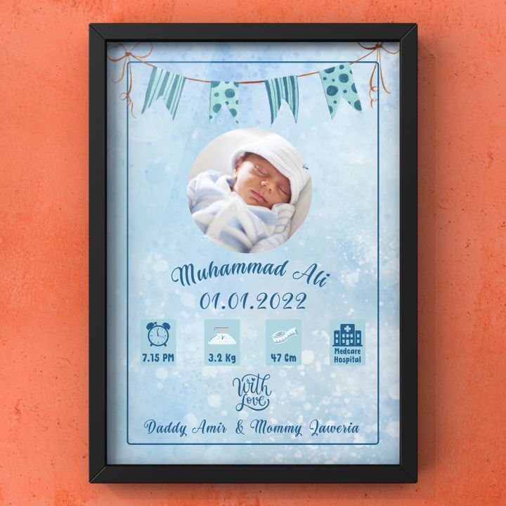 Baby Boy & Baby Girl Birth Date Frame For Gift photoframe Customized Frame