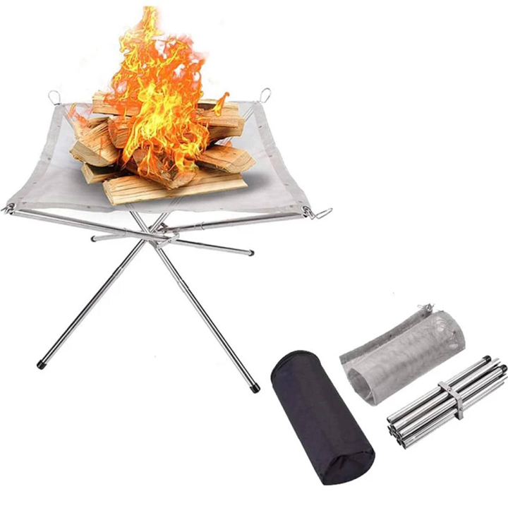 Bonefire Rack Outdoor BBQ Bonfire Rack Portable Camping Fire Pit Grill Stainless ...