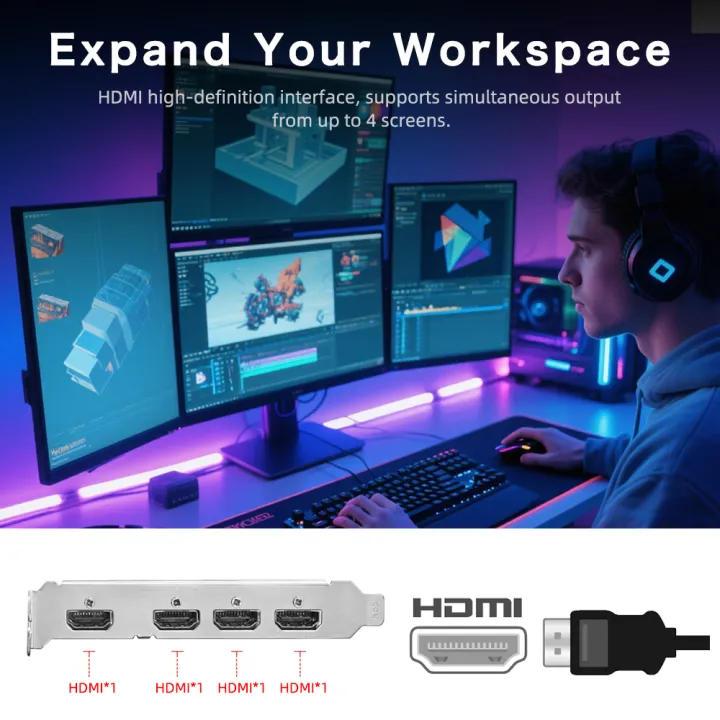 AIBOMAN%20GT740%204GB%20GDDR5%20HDMI*4%20128Bit%2064W%20PCl%20Express%203.0%20X16%20Cards%20Memory%20Suitable%20for%20Computer%20Video%20Gaming%20Assembly%20Accessori%20-%20Image%204