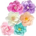 6 pcs Paper Flowers Pink Purple Ivory Light Blue Pastel Artificial Crepe Tissue Wall Home Décor Wedding Birthday Bridal Baby. 