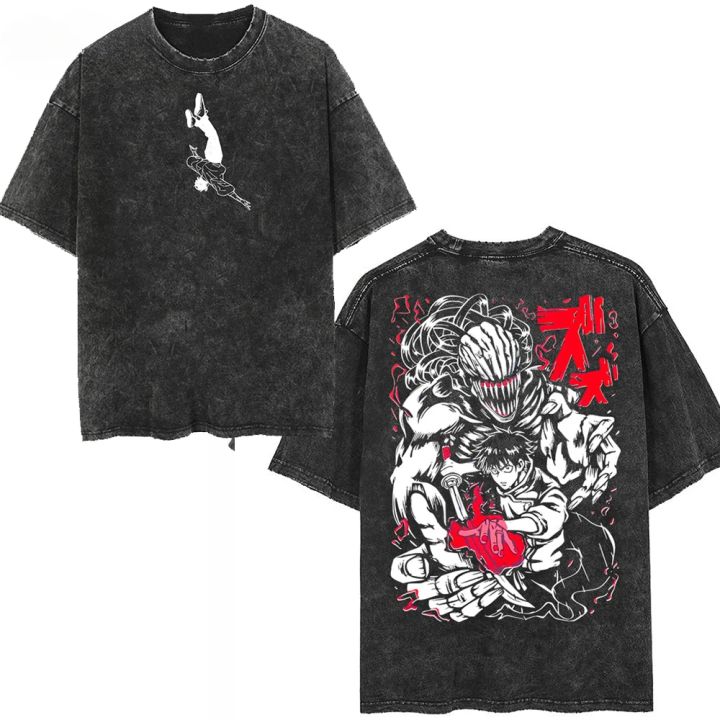 Japanese Anime Graphic Washed  New Arrival Mens Clothes Tee Shirt Homme Graphic T-Shirts Men Tshirt for Men Ropa Hombre 62956