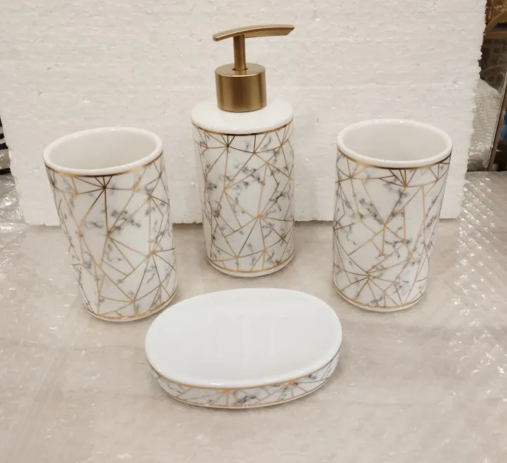 4%20Pcs%20-%20Ceramic%20Bathroom%20Accessories%20Set%20with%20Soap%20Holder,%20Toothbrush%20Holder,%20Soap%20Dish-%20White%20Black%20Color%20-%20Image%202