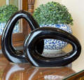 Black Ring Shape Ceramics Floral Vase - Elevate your home décor with the Black Ring Shape Ceramics Floral Vase - Set of 2. 