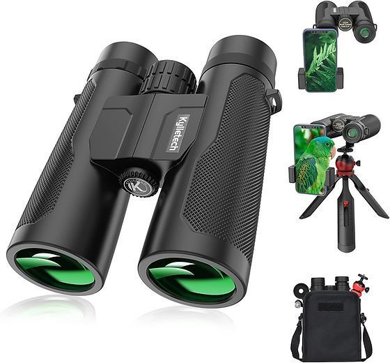Kylietech 12X42 Binoculars for Adults with Universal Phone Adapter, HD Waterproof Fogproof Compact Binoculars for Bird Watching, Hunting, Hiking, Sports, and Concerts with BAK4 Prism FMC Lens
