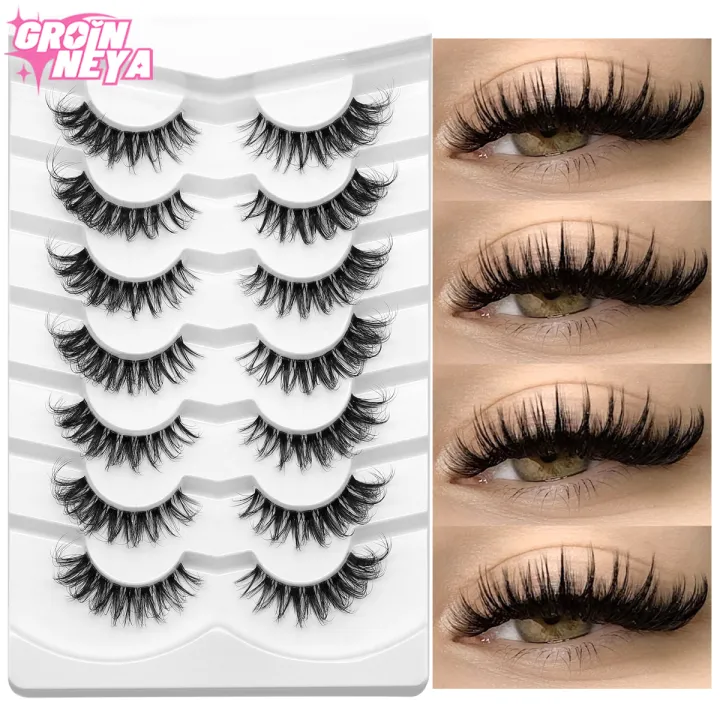 GROINNEYA%20Lashes%205/7%20Pairs%20Wispy%20Mink%20Lashes%20Invisible%20Band%20Eyeashes%20Look%20Like%20Extensions%20Strip%20Lashes%20Natural%20Look%20Soft%20Fluffy%20-%20Image%202