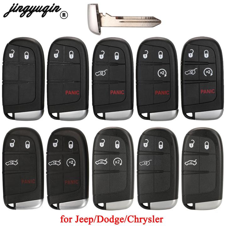 Jingyuqin For Jeep Grand Cherokee Dodge Ram 1500 Journey Charger Dart Challenger Durango Chrysler 300 Remote Key Shell 2/3/4/5BT
