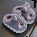 New Winter Cute Big eyed Rabbit Children's Waterproof Warm Non-slip Fluffy Slippers For Girls Boys Kids Indoor Home Cotton Shoes.