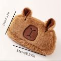 Cute Cartoon Capybara Large Capacity Plush Pencil Case, Makeup Brush Storage Bag, Office Stationery Organizer Pouch. 