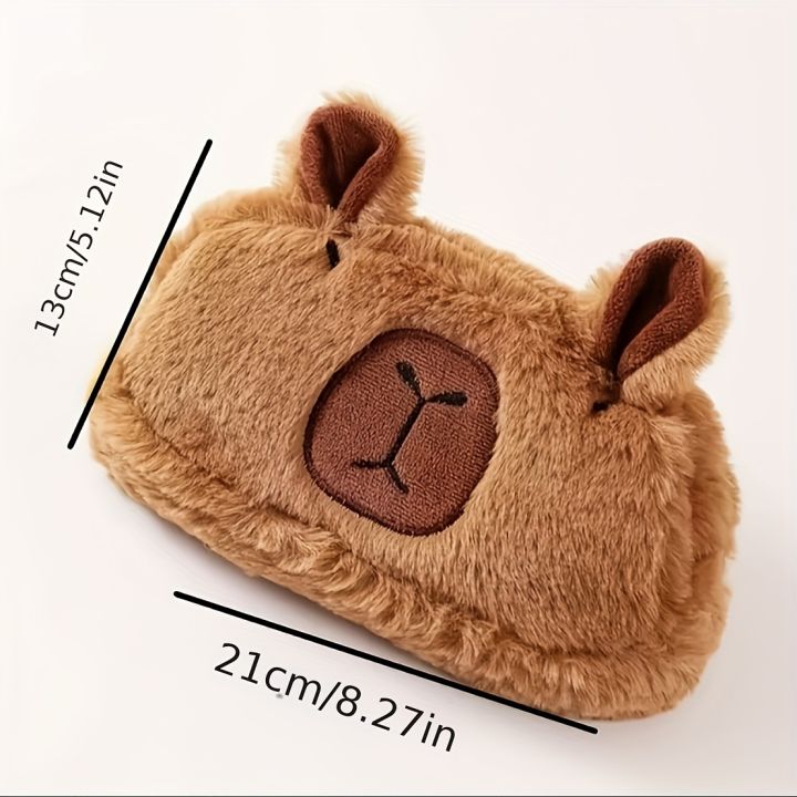 Cute%20Cartoon%20Capybara%20Large%20Capacity%20Plush%20Pencil%20Case,%20Makeup%20Brush%20Storage%20Bag,%20Office%20Stationery%20Organizer%20Pouch%20-%20Image%202