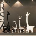 Ceramic Giraffe Statue Ornaments Giraffe Figurines Sculptures Bookshelf Table Ornament For Living Room Bedroom NightStand Decors. 