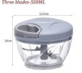 900ML Manual Food Chopper with 5 Sharp Stainless Steel Blades | Large Size Vegetable Cutter | Hand Pull Chopper | Onion Garlic Dicer | Meat & Salad Processor. 