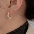 French Imitation Pearl Circel Earring Small Round Hoop Earrings For Women New Design Texture Earrings Jewelry Elegant  K-. 