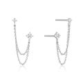 Huitan  Double Ear Studs Tassel Chains Hanging Earrings for Women Ear Piercing 3 Metal Color Luxury CZ Hot Jewelry. 