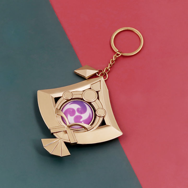 Genshin Impact Yae Miko Electro Vision Keychain Big Size Luminous Double Sided Pendant Keyring Cosplay Accessories Props