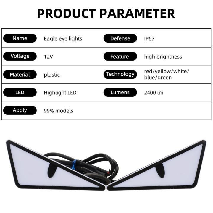 2Pcs%20Motorcycle%20Led%20Demon%20Eye%20Light%20Semicircle/Triangle%20Eye%20Turn%20Signal%20Light%20Dynamic%20Tail%20Lamp%20Mini%20Car%20Decoration%20Lights%20-%20Image%205