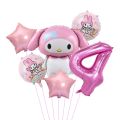6pcs Cartoon Sanrio Cute Kuromi My Melody Cinnamoroll Foil Balloon 32 inch Number Set Children's Birthday Party Decorative Toys. 